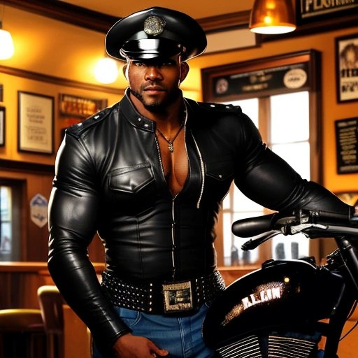 in_a_pub_a_muscular_tall_black_man_wearing_a_black_leather_police_style_shirt__denim_genes_and_leather_motorcycle_chaps_and_ (1).jpg