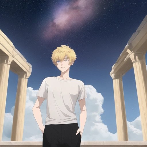 anime_1girl_1boy_short_anglo_saxon_man_with_short_hair_wearing_a_t_shirt_with_a_space_design_and_slacks_at_a_roman_bathhouse.jpg