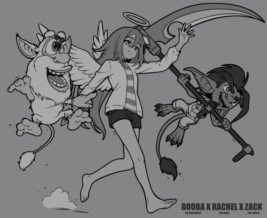 Angel & Goblinoids -  Grayscale - By RachelTheFictionkin.png